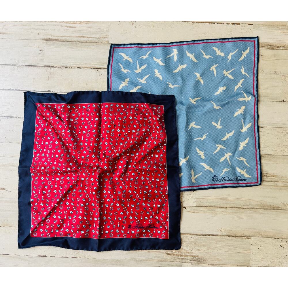 Vintage Brooks Brothers Lot of Nautical 100% Silk Handkerchiefs unused